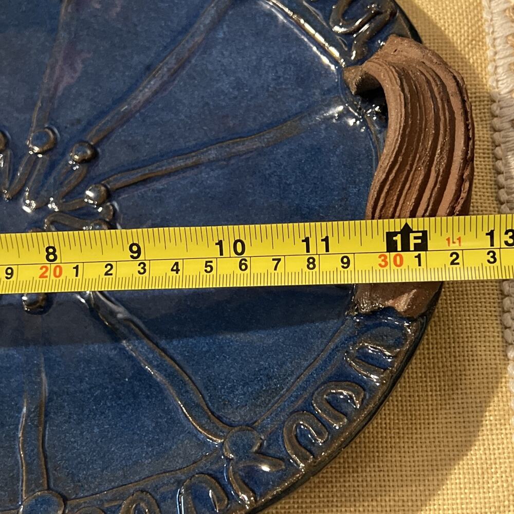 Vintage Studio Art Pottery Oval Tray with Handles Blue Brown - Picture 7 of 10